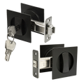 2x Contemporary Entry Square Pocket Door Hardware with Key V63-842401