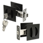2x Contemporary Entry Square Pocket Door Hardware with Key V63-842401