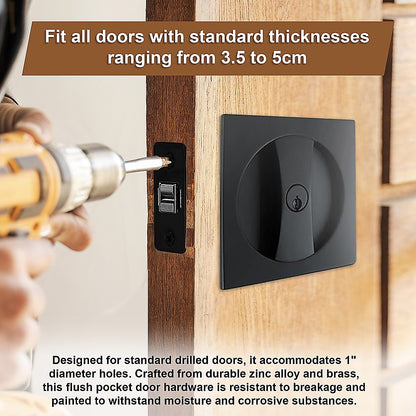 2x Contemporary Entry Square Pocket Door Hardware with Key V63-842401