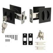 2x Contemporary Entry Square Pocket Door Hardware with Key V63-842401
