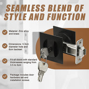 2x Contemporary Entry Square Pocket Door Hardware with Key V63-842401
