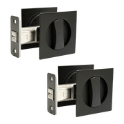 2x Contemporary Entry Square Pocket Door Hardware with Key V63-842401