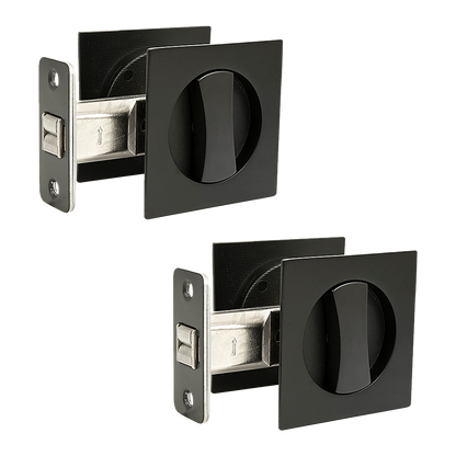 2x Contemporary Entry Square Pocket Door Hardware with Key V63-842401