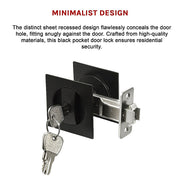 2x Contemporary Entry Square Pocket Door Hardware with Key V63-842401