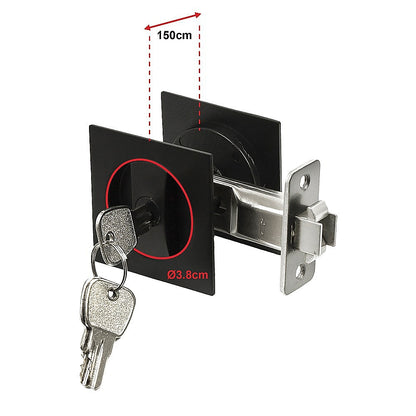 2x Contemporary Entry Square Pocket Door Hardware with Key V63-842401