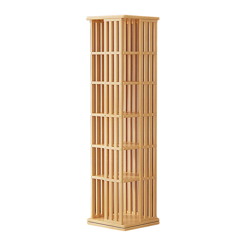 360 Rotating Bookshelf Bamboo Storage Display Rack Shelving in Wood V63-842461