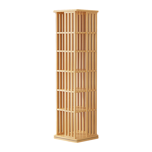 360 Rotating Bookshelf Bamboo Storage Display Rack Shelving in Wood V63-842461