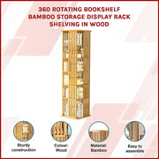 360 Rotating Bookshelf Bamboo Storage Display Rack Shelving in Wood V63-842461