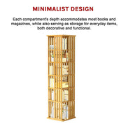360 Rotating Bookshelf Bamboo Storage Display Rack Shelving in Wood V63-842461