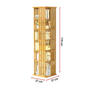 360 Rotating Bookshelf Bamboo Storage Display Rack Shelving in Wood V63-842461