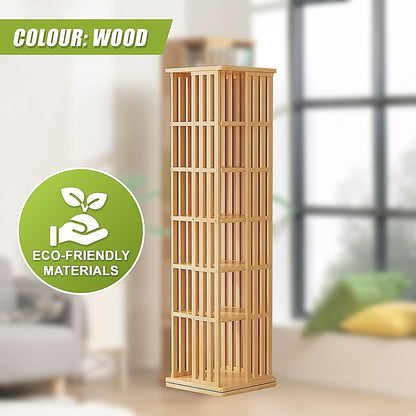 360 Rotating Bookshelf Bamboo Storage Display Rack Shelving in Wood V63-842461