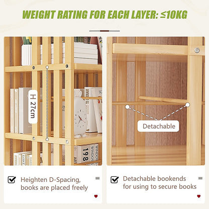 360 Rotating Bookshelf Bamboo Storage Display Rack Shelving in Wood V63-842461