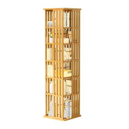 360 Rotating Bookshelf Bamboo Storage Display Rack Shelving in Wood V63-842461