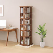 360 Rotating Bookshelf Bamboo Storage Display Rack Shelving in Dark Wood V63-842471