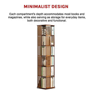 360 Rotating Bookshelf Bamboo Storage Display Rack Shelving in Dark Wood V63-842471