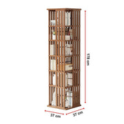 360 Rotating Bookshelf Bamboo Storage Display Rack Shelving in Dark Wood V63-842471