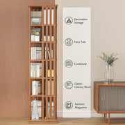 360 Rotating Bookshelf Bamboo Storage Display Rack Shelving in Dark Wood V63-842471