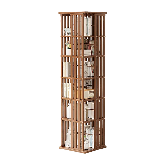 360 Rotating Bookshelf Bamboo Storage Display Rack Shelving in Dark Wood V63-842471