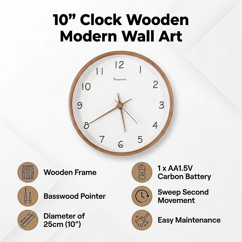 10" Clock Wooden Modern Wall Art V63-842481