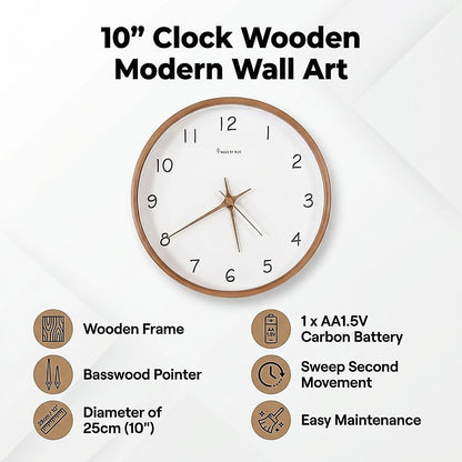 10" Clock Wooden Modern Wall Art V63-842481