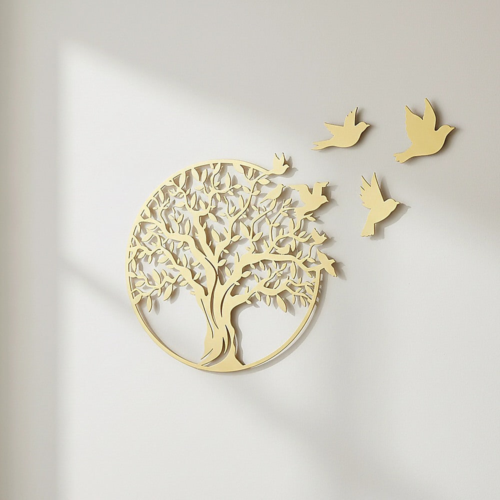 Metal Tree of Life Wall Art 7 Flying Birds Wall Sculpture V63-842511