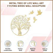 Metal Tree of Life Wall Art 7 Flying Birds Wall Sculpture V63-842511