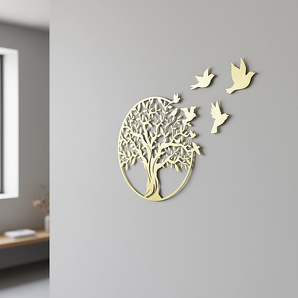 Metal Tree of Life Wall Art 7 Flying Birds Wall Sculpture V63-842511