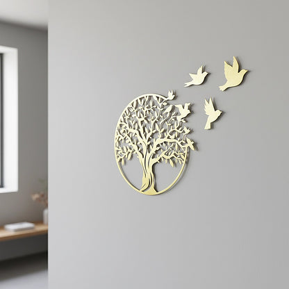Metal Tree of Life Wall Art 7 Flying Birds Wall Sculpture V63-842511
