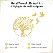 Metal Tree of Life Wall Art 7 Flying Birds Wall Sculpture V63-842511