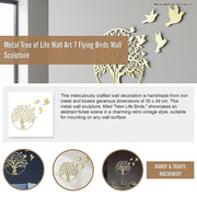 Metal Tree of Life Wall Art 7 Flying Birds Wall Sculpture V63-842511