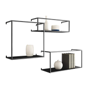 Floating Shelves Retro Industrial Ledge Black Metal Display Stand V63-842531