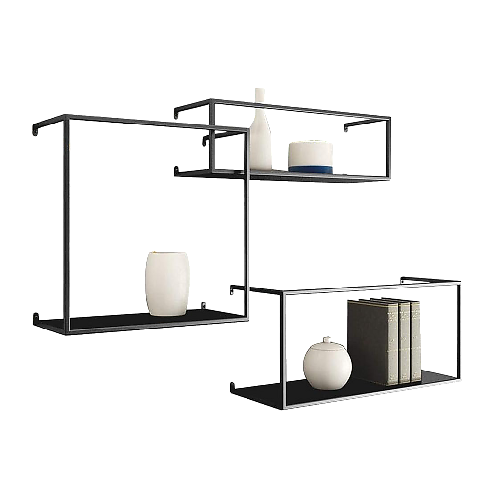 Floating Shelves Retro Industrial Ledge Black Metal Display Stand V63-842531