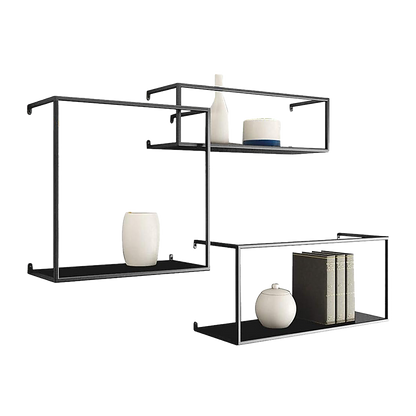 Floating Shelves Retro Industrial Ledge Black Metal Display Stand V63-842531
