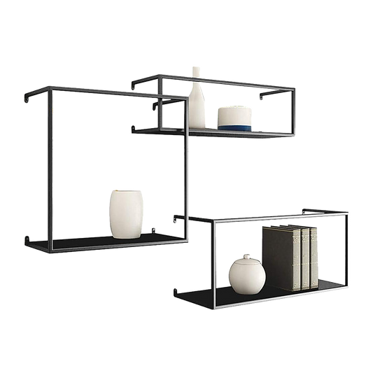 Floating Shelves Retro Industrial Ledge Black Metal Display Stand V63-842531
