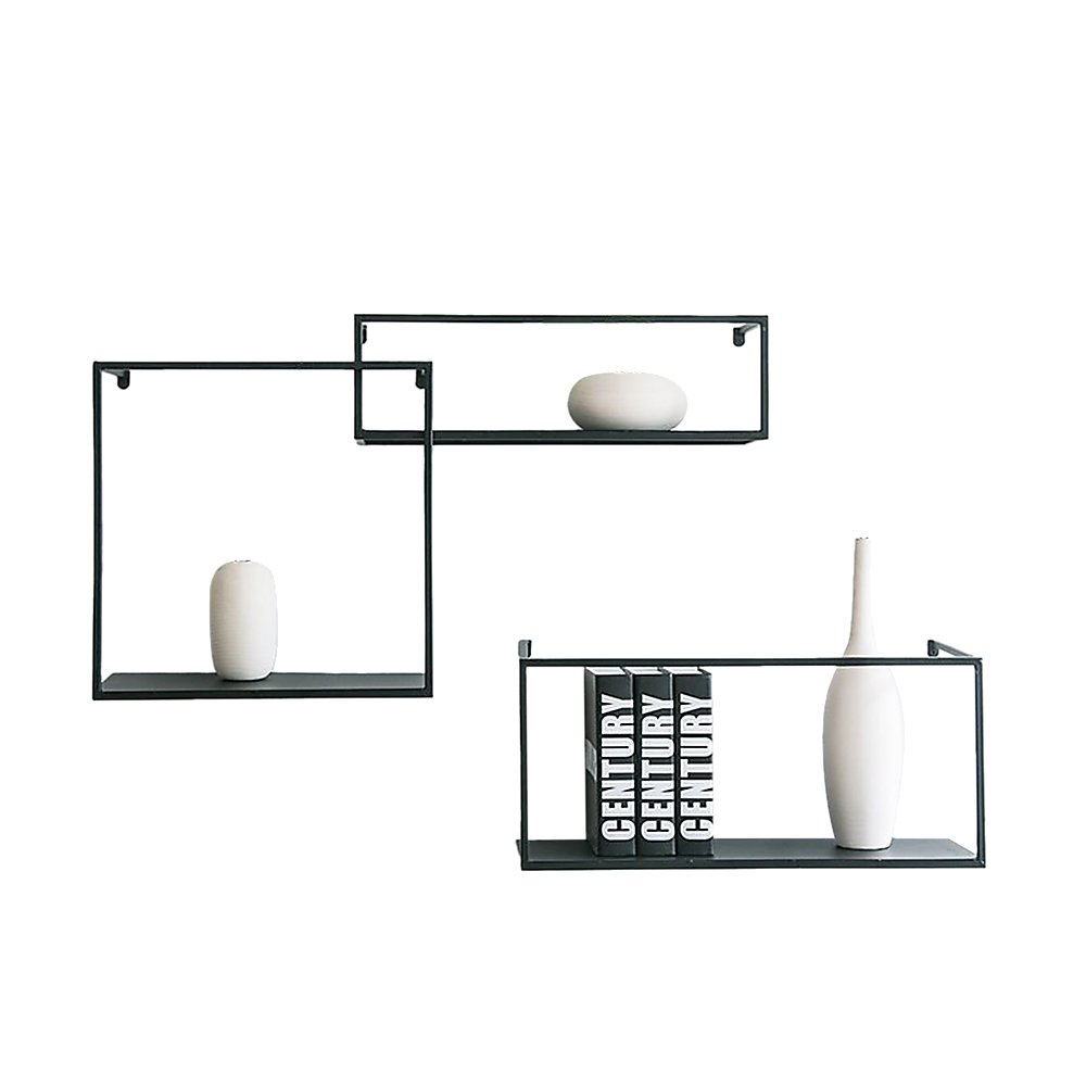 Floating Shelves Retro Industrial Ledge Black Metal Display Stand V63-842531