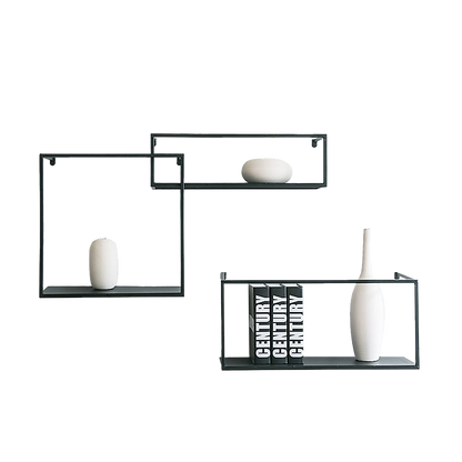 Floating Shelves Retro Industrial Ledge Black Metal Display Stand V63-842531