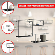 Floating Shelves Retro Industrial Ledge Black Metal Display Stand V63-842531
