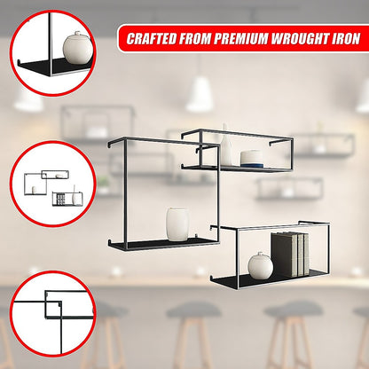 Floating Shelves Retro Industrial Ledge Black Metal Display Stand V63-842531