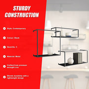 Floating Shelves Retro Industrial Ledge Black Metal Display Stand V63-842531