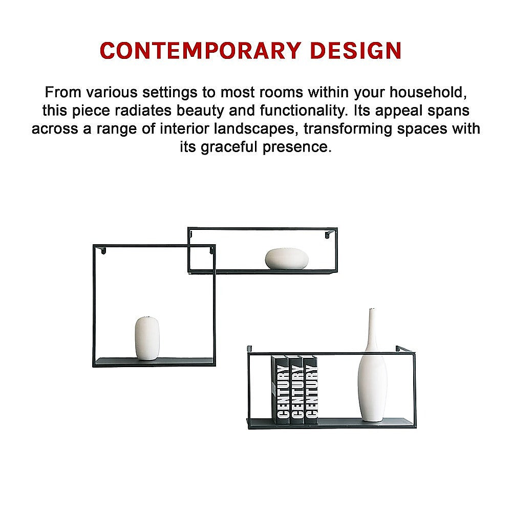 Floating Shelves Retro Industrial Ledge Black Metal Display Stand V63-842531