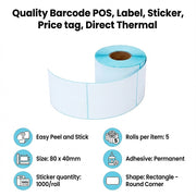 All Sizes Premium Quality Barcode POS, Label, Sticker, Price tag, Direct Thermal V63-842581