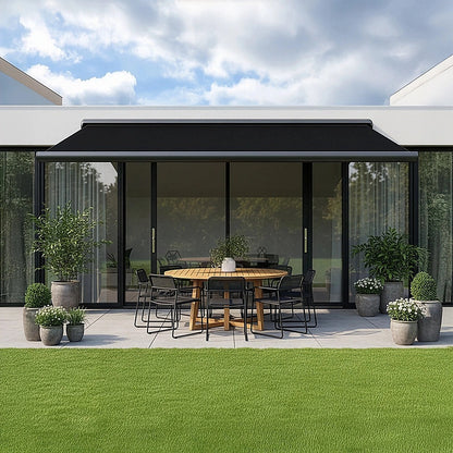 5.0m x 3.0m Retractable Folding Arm Awning Heavy Duty Full Cassette Motorised V63-842611