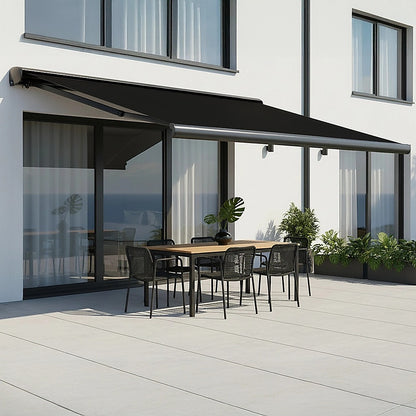5.0m x 3.0m Retractable Folding Arm Awning Heavy Duty Full Cassette Motorised V63-842611