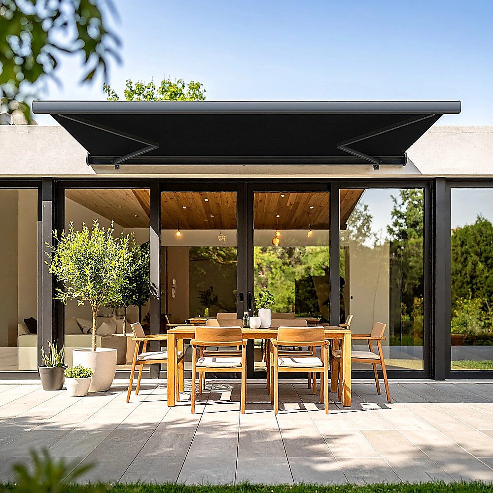 5.0m x 3.0m Retractable Folding Arm Awning Heavy Duty Full Cassette Motorised V63-842611