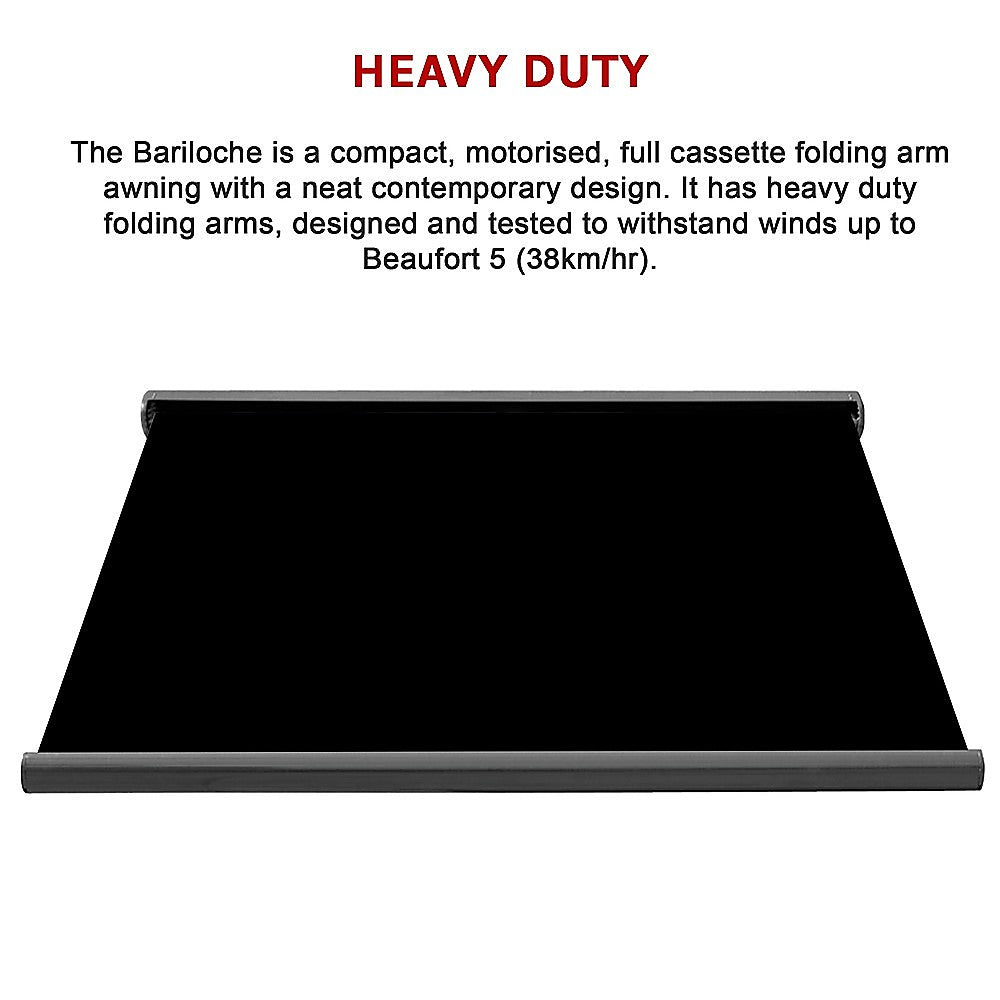 5.0m x 3.0m Retractable Folding Arm Awning Heavy Duty Full Cassette Motorised V63-842611