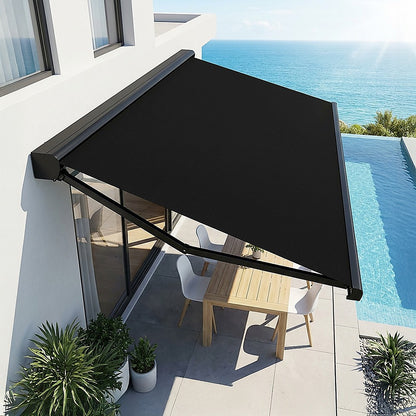 5.5m x 3.0m Retractable Folding Arm Awning Heavy Duty Full Cassette Motorised V63-842621