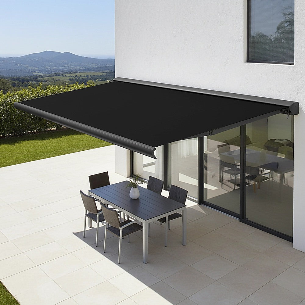 5.5m x 3.0m Retractable Folding Arm Awning Heavy Duty Full Cassette Motorised V63-842621