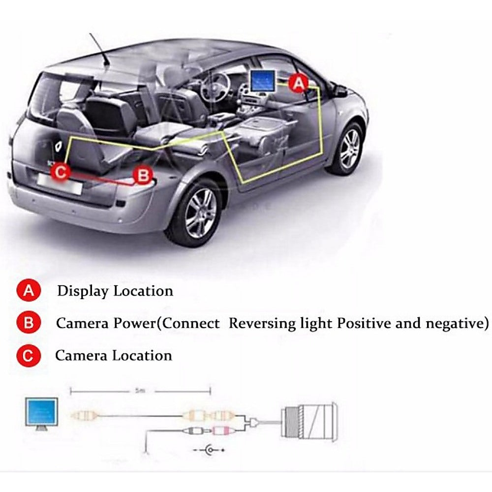 120 Degrees Camera Mirror Car Rear View Reverse Night Vision Parking System Kit V63-842631