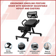 Ergonomic Kneeling Posture Chair with Backrest Adjustable Height and Casters V63-842641