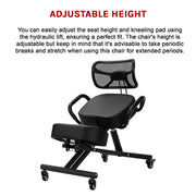 Ergonomic Kneeling Posture Chair with Backrest Adjustable Height and Casters V63-842641
